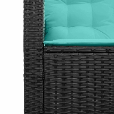 Sofa Ogrodowa z poduszką 2 pcs Czarny i Turkusowy Polirattan