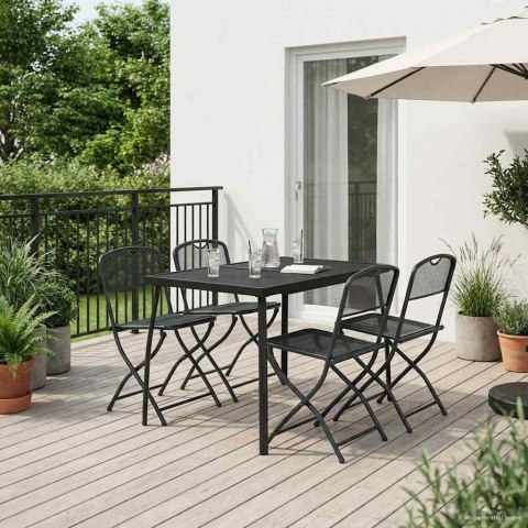 Zestaw Mebli Ogrodowych 5 pcs antracytowy Żelazo i stal
