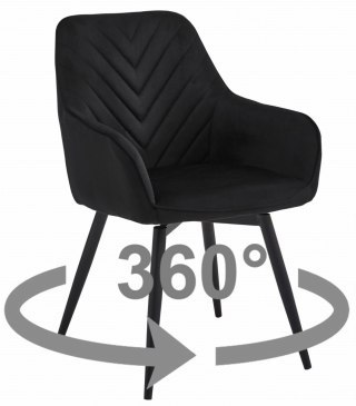 Krzesło NANA360 - czarny aksamit / nogi czarne x 1
