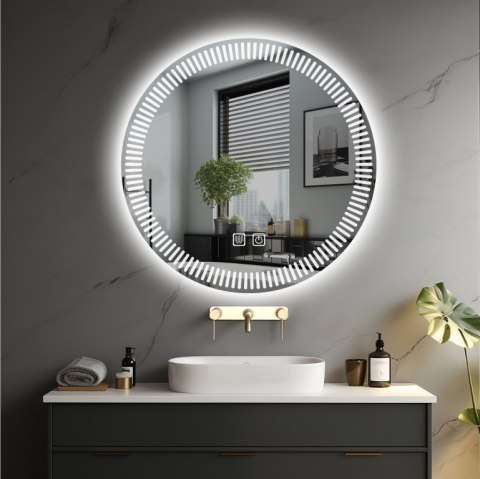Lustro łazienkowe LED 70 cm z podświetleniem i odmgławianiem