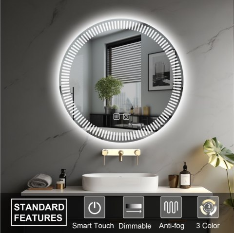 Lustro łazienkowe LED 70 cm z podświetleniem i odmgławianiem