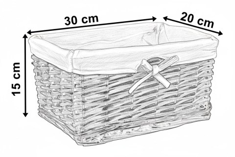 Koszyk wiklinowy 30x20x15 cm biało-szary