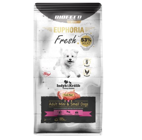 BIOFEED Euphoria Fresh Meat Adult Mini & Small Indyk i Królik 8kg