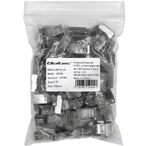 QOLTEC WTYK ZŁĄCZE MODULARNE RJ45 | CAT5E | FTP | 100SZT