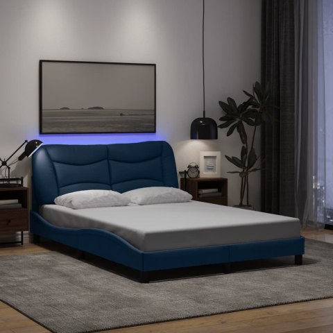 Rama łóżka z LED bez materaca Hvar Niebieski 140x200 cm Tkanina
