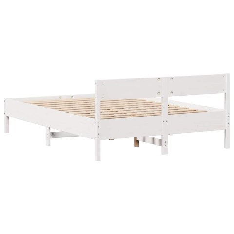 Rama łóżka bez materaca, biała, 140x200 cm, lite drewno sosnowe