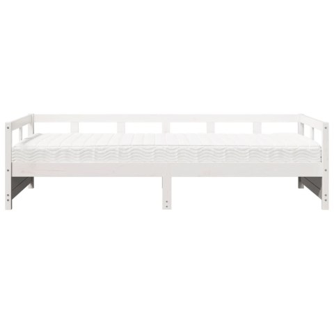 Łóżko dzienne z materacem, białe, 90x200 cm, drewno sosnowe