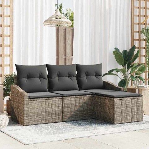 Zestaw Sof z poduszką 4 pcs Szary polirattan