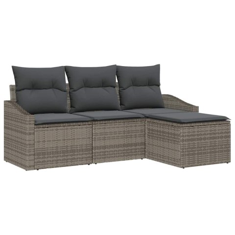 Zestaw Sof z poduszką 4 pcs Szary polirattan