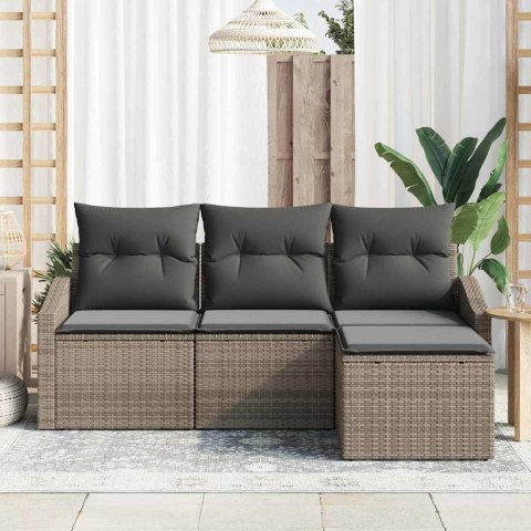 Zestaw Sof z poduszką 4 pcs Szary polirattan
