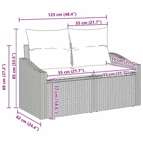 Zestaw Sof z poduszką 4 pcs Szary polirattan