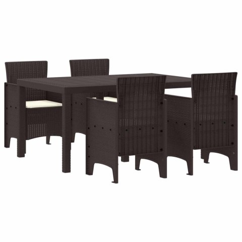 Zestaw do jadalni w ogrodzie 5 pcs Brązowy Rattan Polt