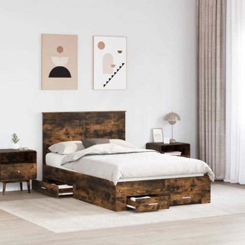 Ramka łóżka Dąb wędzony 120 x 190 cm Materiał drewnopochodny