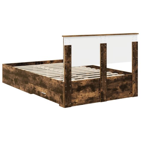 Ramka łóżka Dąb wędzony 135 x 190 cm Materiał drewnopochodny