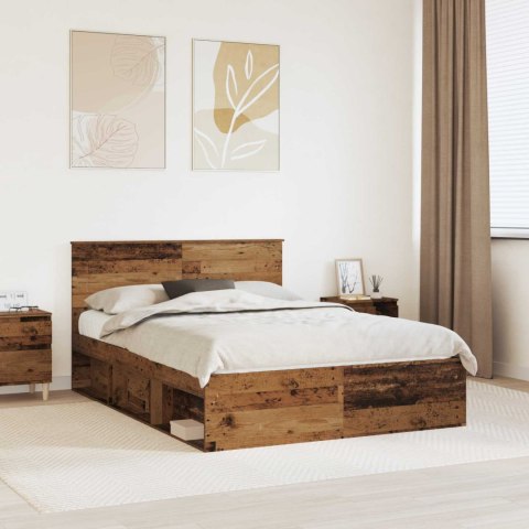 Ramka łóżka Stare drewno 150 x 200 cm Materiał drewnopochodny