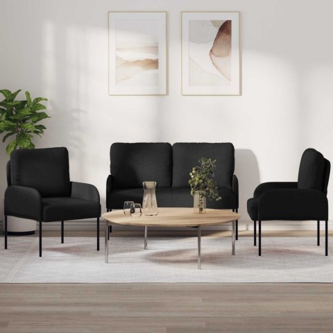 Zestawy sof z poduszką 3 pcs Czarny 115 x 56 x 80 cm sklejka