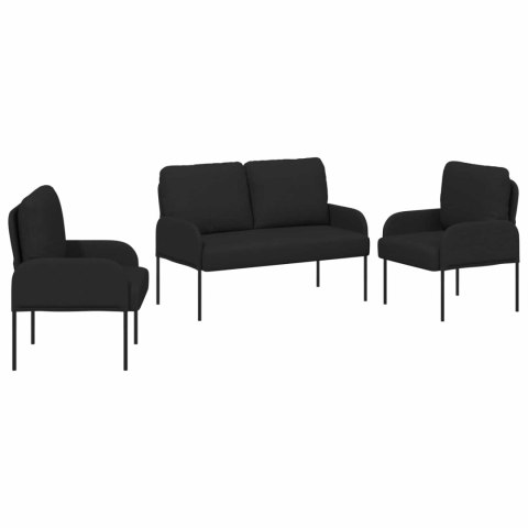 Zestawy sof z poduszką 3 pcs Czarny 115 x 56 x 80 cm sklejka