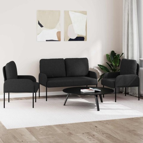 Zestawy sof z poduszką 3 pcs Czarny 115 x 56 x 80 cm sklejka