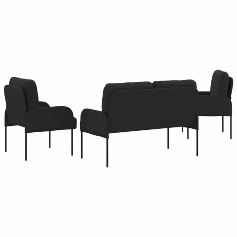 Zestawy sof z poduszką 3 pcs Czarny 115 x 56 x 80 cm sklejka