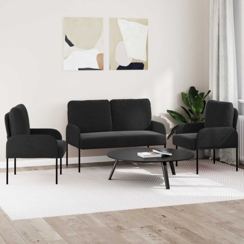 Zestawy sof z poduszką 3 pcs Czarny 115 x 56 x 80 cm sklejka