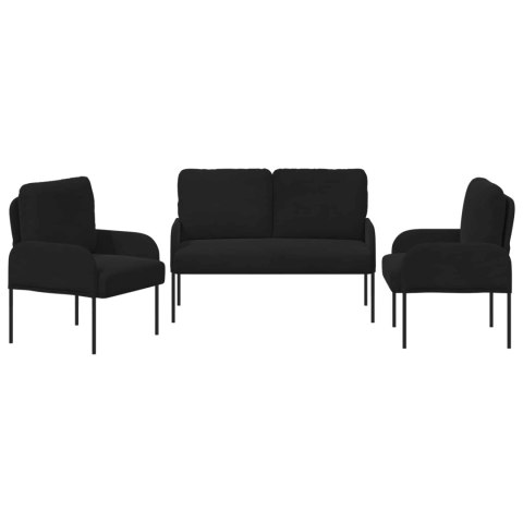 Zestawy sof z poduszką 3 pcs Czarny 115 x 56 x 80 cm sklejka