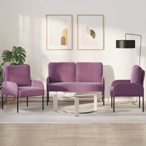 Zestawy sof z poduszką 3 pcs Fioletowy 115 x 56 x 80 cm sklejka