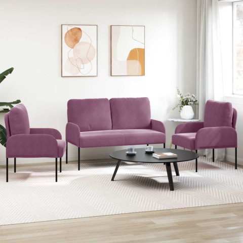 Zestawy sof z poduszką 3 pcs Fioletowy 115 x 56 x 80 cm sklejka