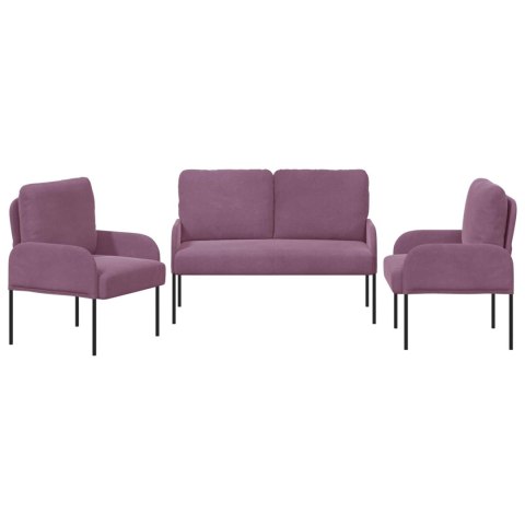 Zestawy sof z poduszką 3 pcs Fioletowy 115 x 56 x 80 cm sklejka