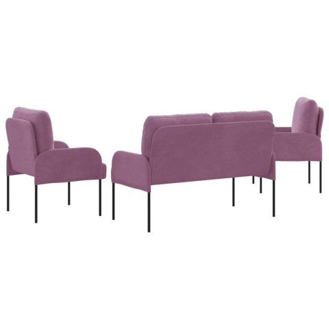 Zestawy sof z poduszką 3 pcs Fioletowy 115 x 56 x 80 cm sklejka