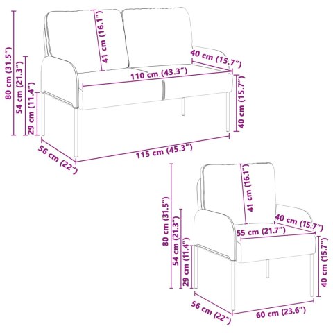 Zestawy sof z poduszką 3 pcs Kremowy 115 x 56 x 80 cm sklejka