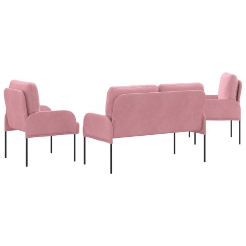 Zestawy sof z poduszką 3 pcs Różowy 115 x 56 x 80 cm sklejka
