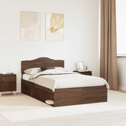 Ramka łóżka Brązowy dąb 120 x 190 cm Lite drewno sosnowe