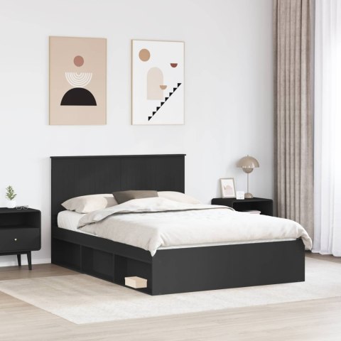 Ramka łóżka Czarny 135 x 190 cm Lite drewno sosnowe