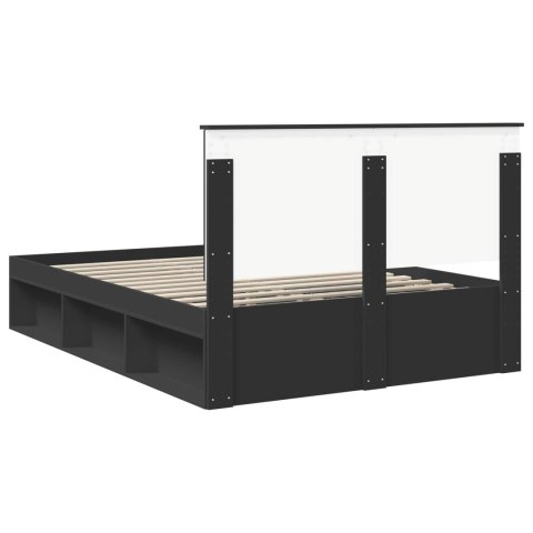 Ramka łóżka Czarny 135 x 190 cm Lite drewno sosnowe