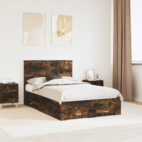 Ramka łóżka Dąb wędzony 120 x 190 cm Materiał drewnopochodny