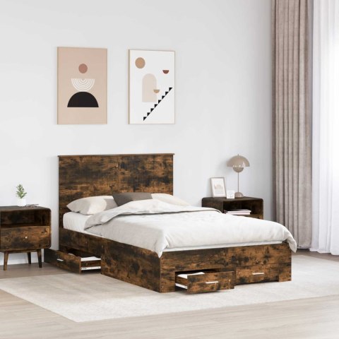 Ramka łóżka Dąb wędzony 120 x 190 cm Materiał drewnopochodny