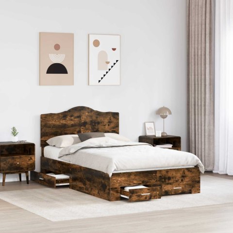 Ramka łóżka Dąb wędzony 120 x 190 cm Materiał drewnopochodny