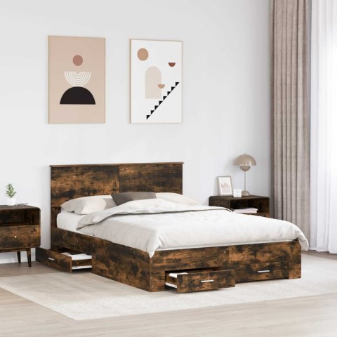 Ramka łóżka Dąb wędzony 135 x 190 cm Materiał drewnopochodny