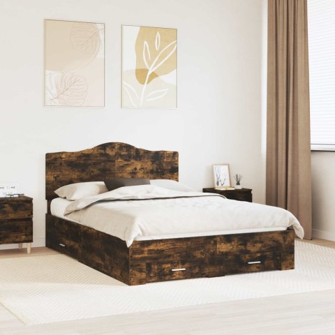 Ramka łóżka Dąb wędzony 150 x 200 cm Materiał drewnopochodny