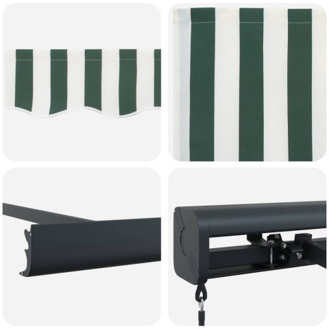 Markiza zwijana Zielony i Biały 4 × 3 m Canvas i Aluminium