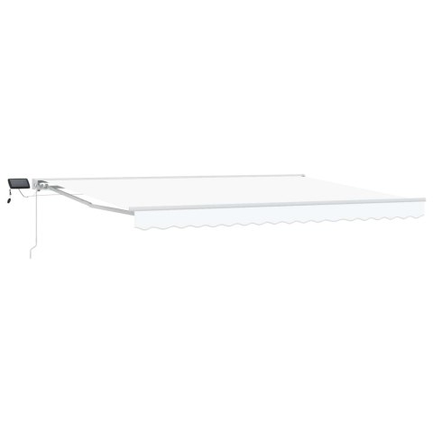 Ręczny ramowy zewnętrzny markizowy z LED Biały 4,5 × 3,5 m