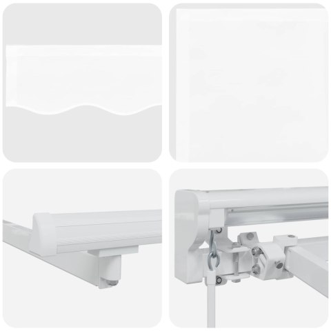 Ręczny ramowy zewnętrzny markizowy z LED Biały 4,5 × 3,5 m