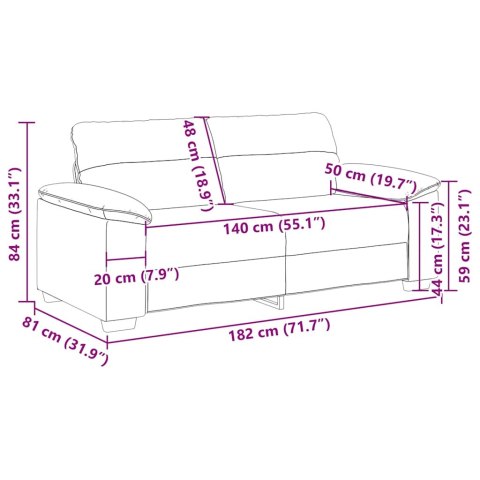 Sofa 2-osobowa, brązowa, 180x81x84 cm, tkaniną