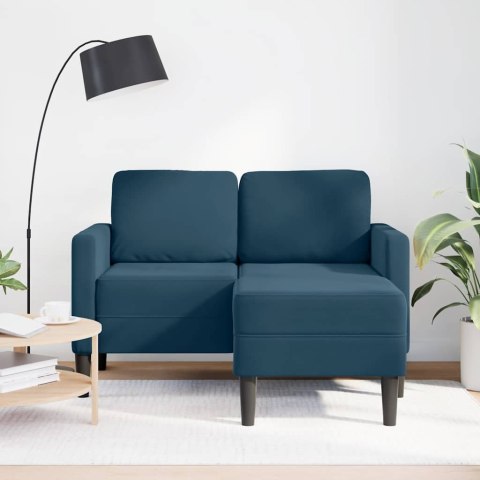 Sofa 2-osobowa z leżanką w kształcie litery L, niebieska