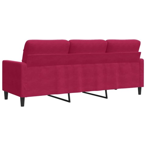 Sofa 3-osobowa, winna czerwień, 180 cm, obita aksamitem