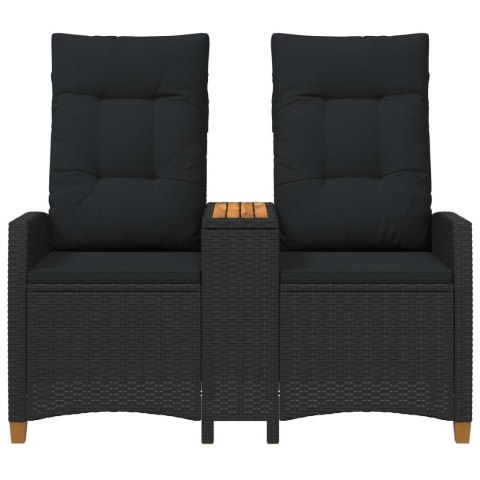 Leżanka z stolikiem Czarny 126 x 65 x 112 cm polirattan