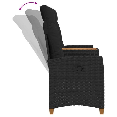 Leżanka z stolikiem Czarny 126 x 65 x 112 cm polirattan