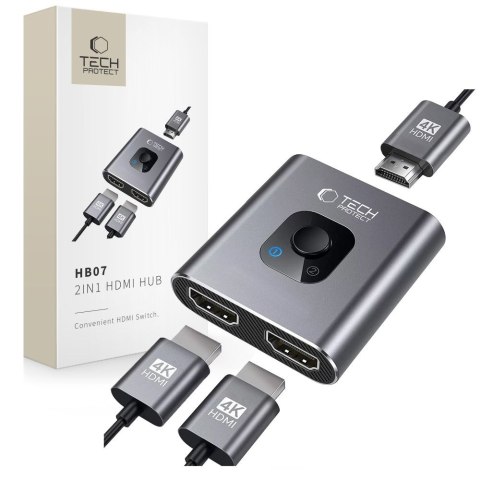 HUB adapter 2w1 HDMI 4K 60HZ - szary