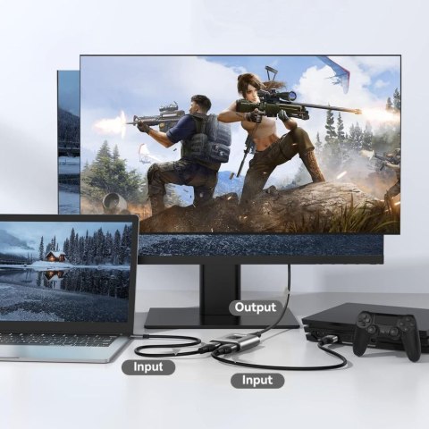 HUB adapter 2w1 HDMI 4K 60HZ - szary