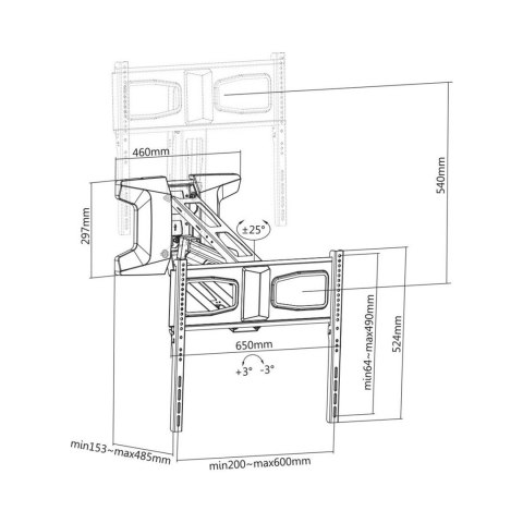 MACLEAN UCHWYT DO TV ELEKTRYCZNY NAD KOMINEK 37"-70" 35KG Z PILOTEM MC-891 (OUTLET)